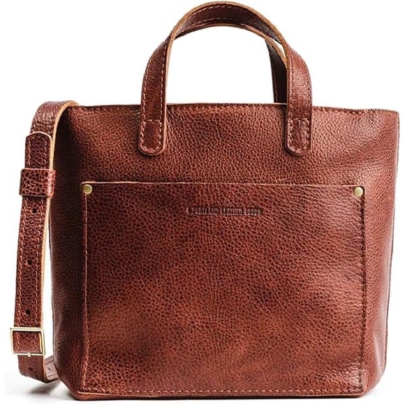 portland leather goods Handbags - portland leather goods brown crossbody zip up purse handbag pebbled luxury